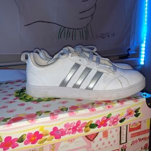 Silver Adidas Superstar Sneakers